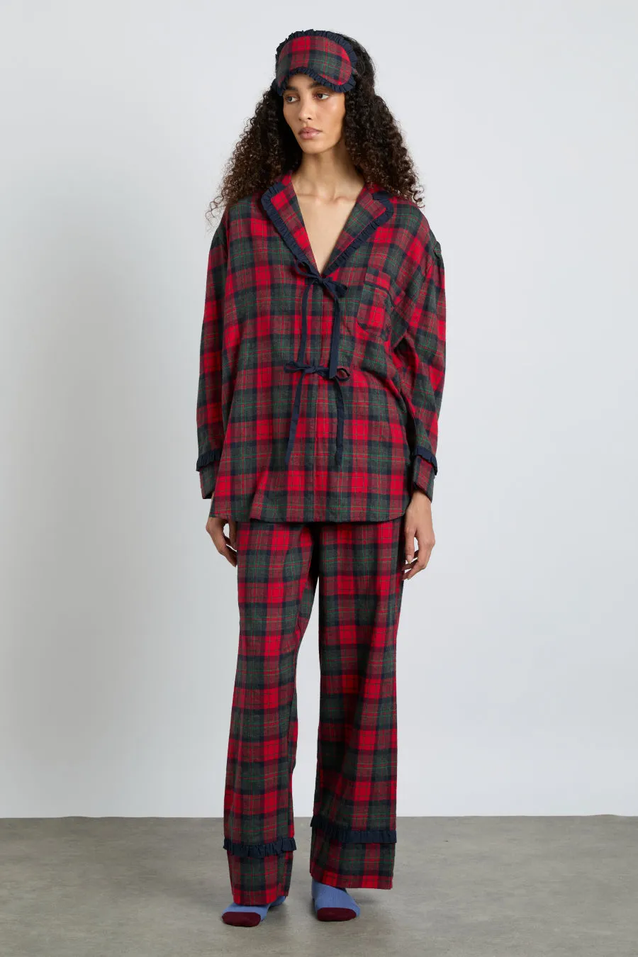 antonella pj set- red tartan sold by Damson Madder