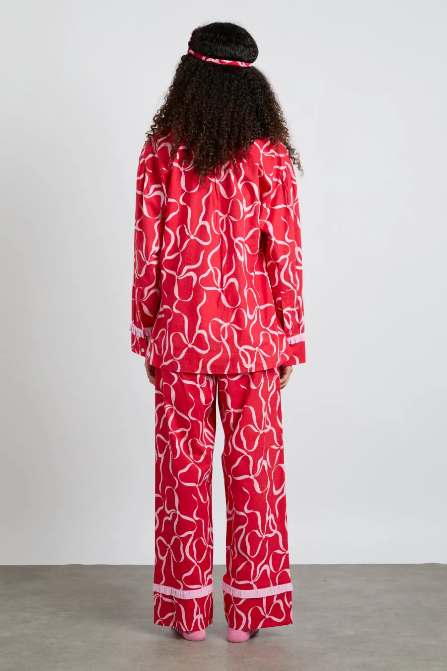 antonia pj set- red bows sold by Damson Madder product image thumbnail 5