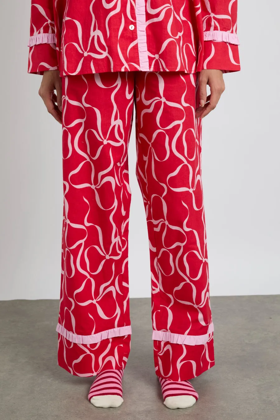 antonia pj set- red bows sold by Damson Madder product image thumbnail 4