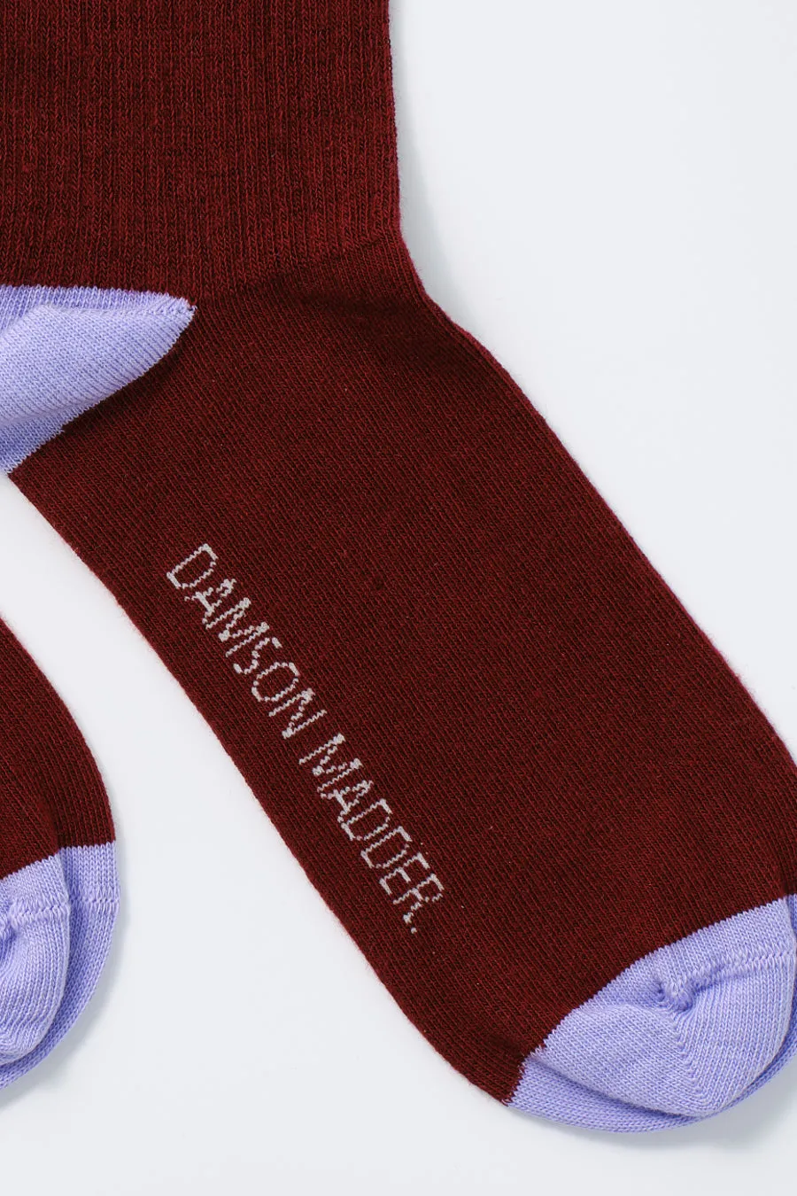 calf length socks - burgundy & lilac stripe sold by Damson Madder product image thumbnail 3