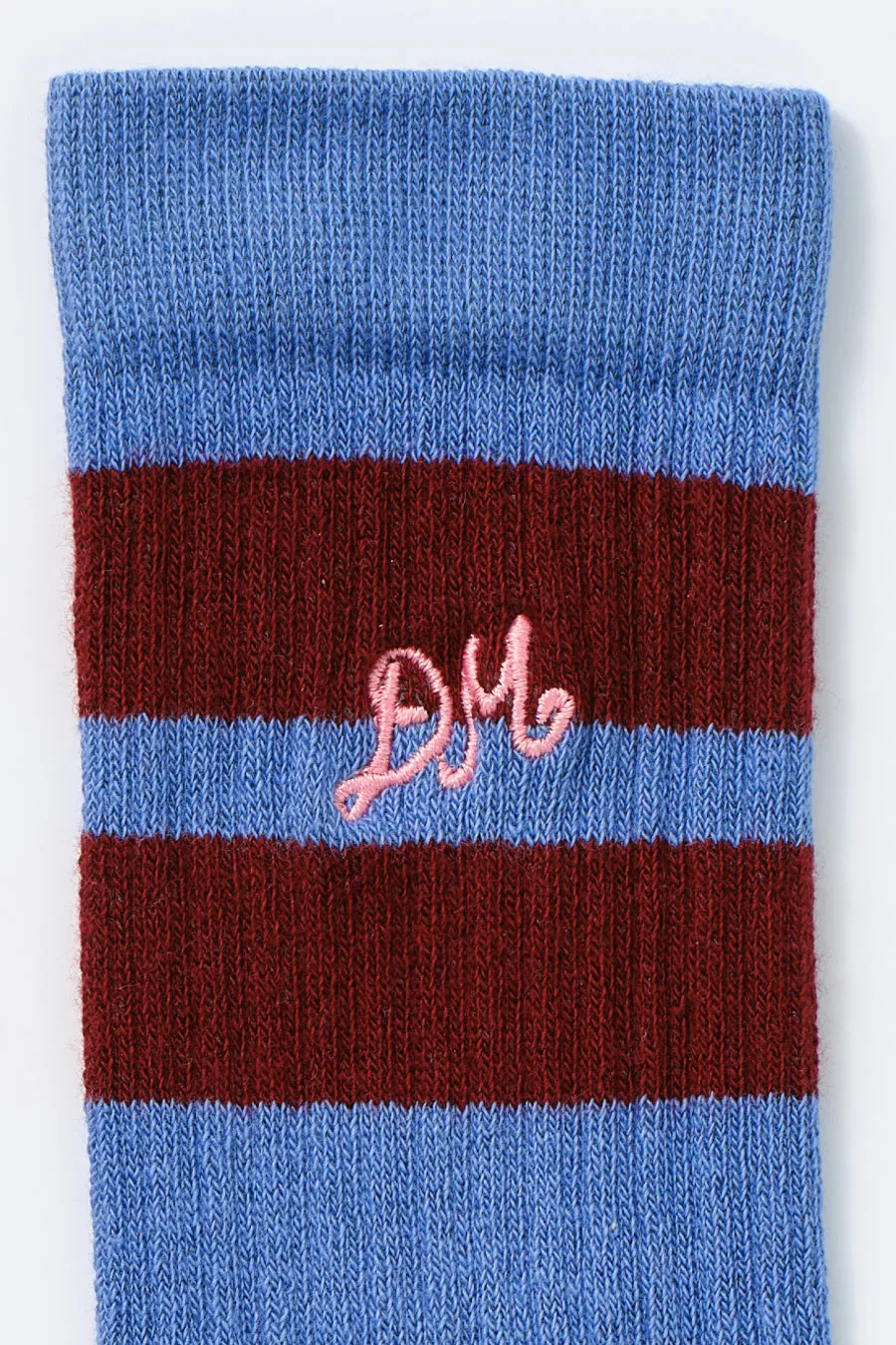 calf length socks - blue & burgundy stripe sold by Damson Madder product image thumbnail 2