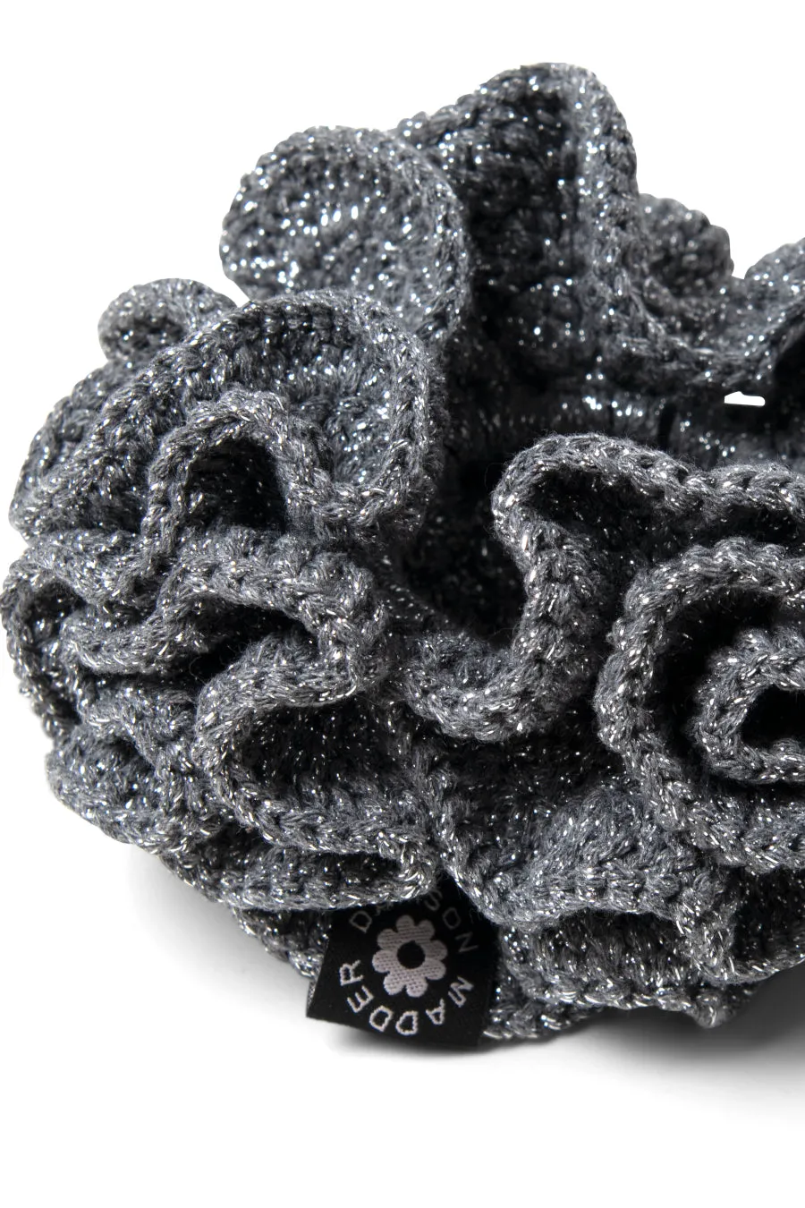 wiggle crochet scrunchie in silver metallic knit sold by Damson Madder product image thumbnail 2