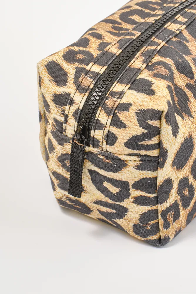 make up bag - leopard sold by Damson Madder product image thumbnail 3