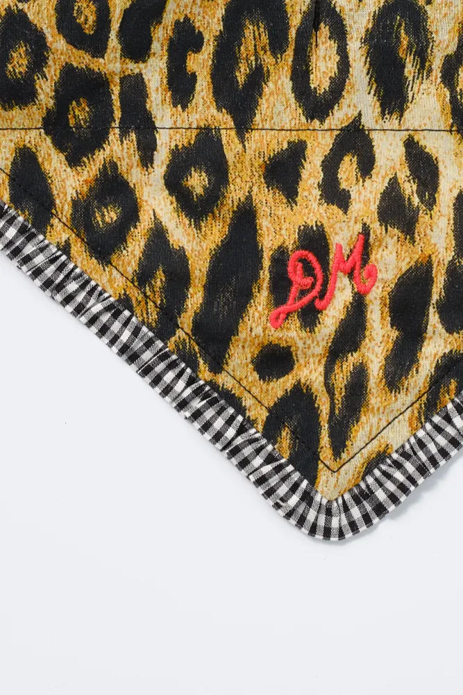adjustable dog neckerchief - leopard & gingham sold by Damson Madder product image thumbnail 2