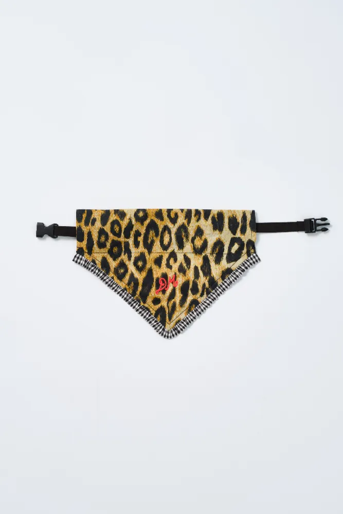 adjustable dog neckerchief - leopard & gingham sold by Damson Madder