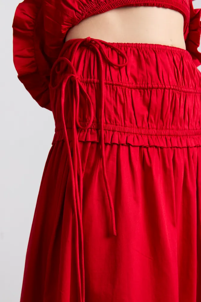 charlotte cotton satin midi skirt - cherry sold by Damson Madder product image thumbnail 4