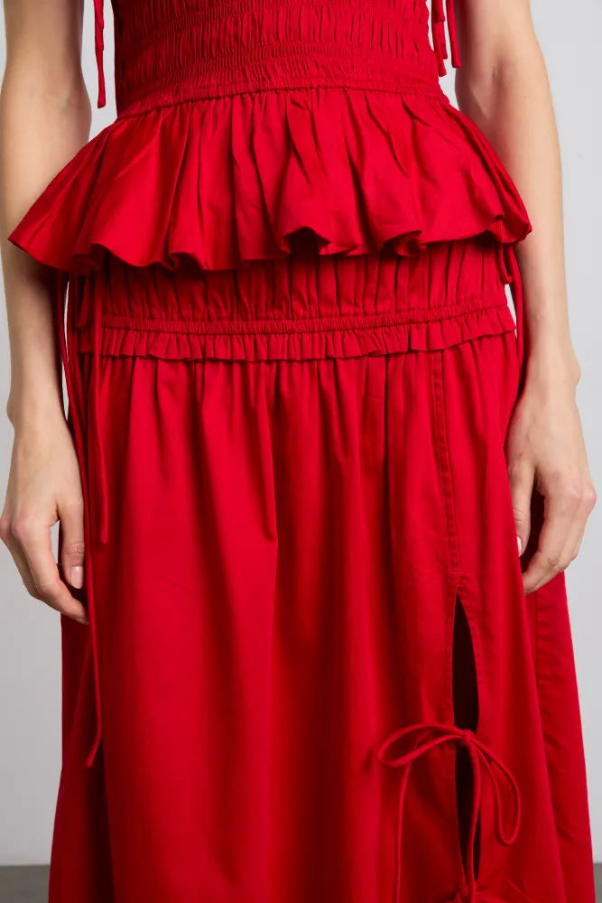 charlotte cotton satin midi skirt - cherry sold by Damson Madder product image thumbnail 5