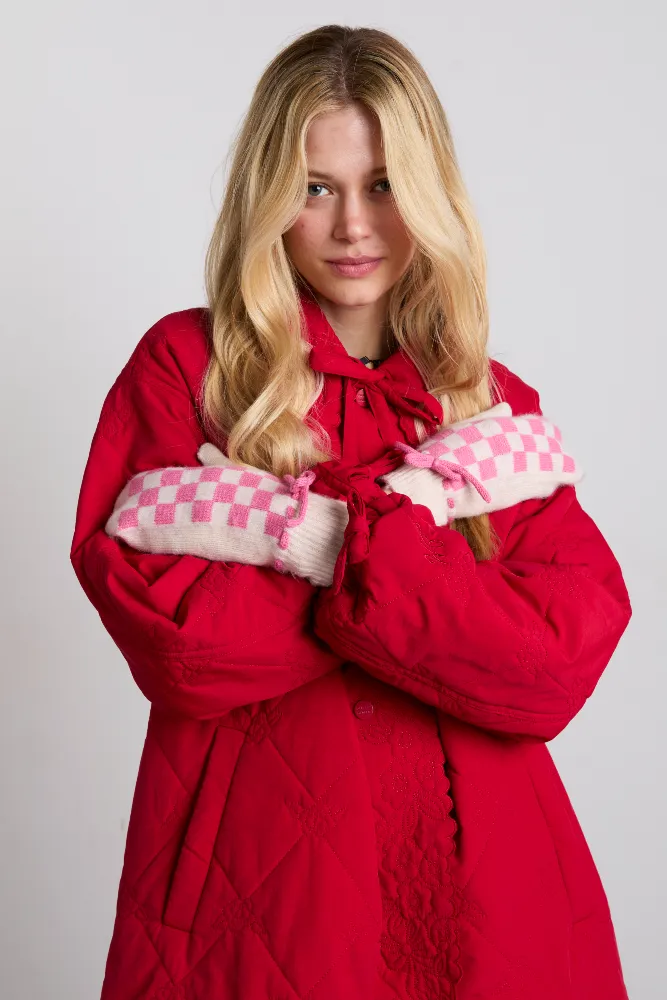 mittens in fluffy gingham sold by Damson Madder