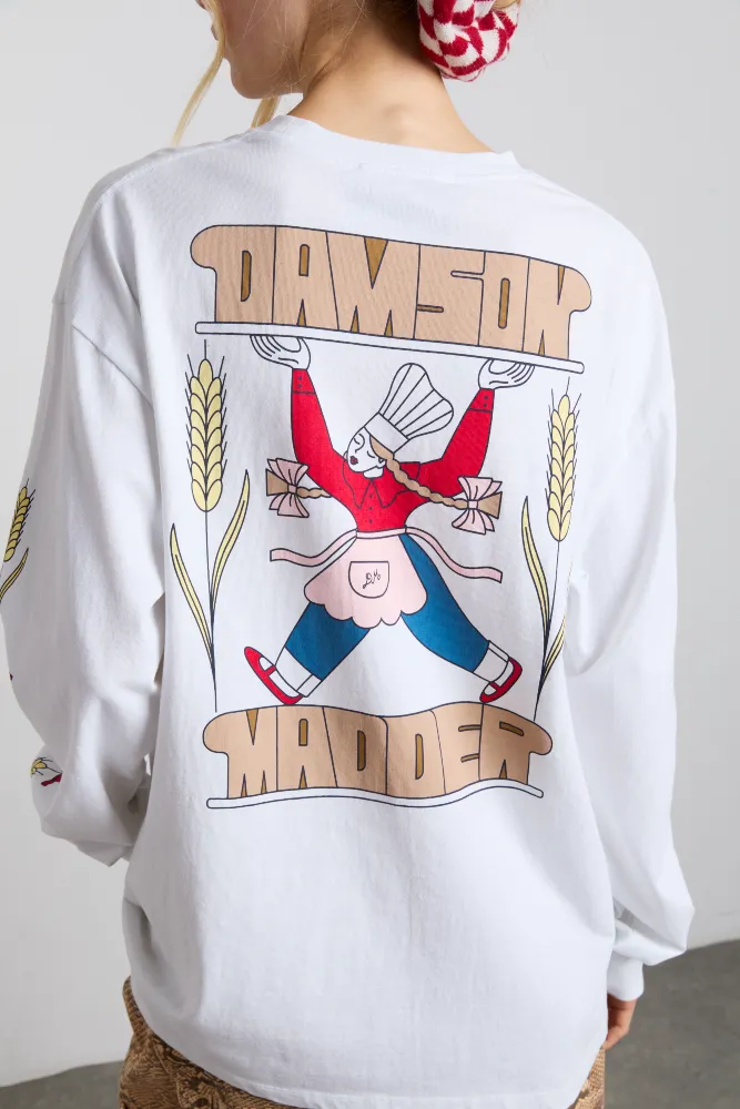 fresh bread long sleeve tee - white sold by Damson Madder product image thumbnail 4