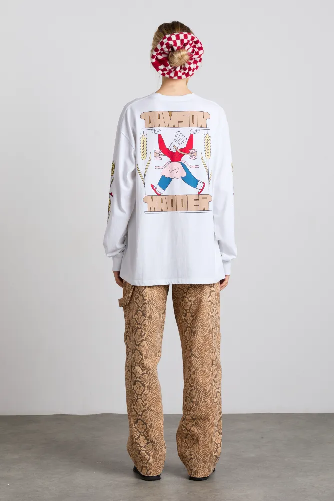 fresh bread long sleeve tee - white sold by Damson Madder product image thumbnail 3