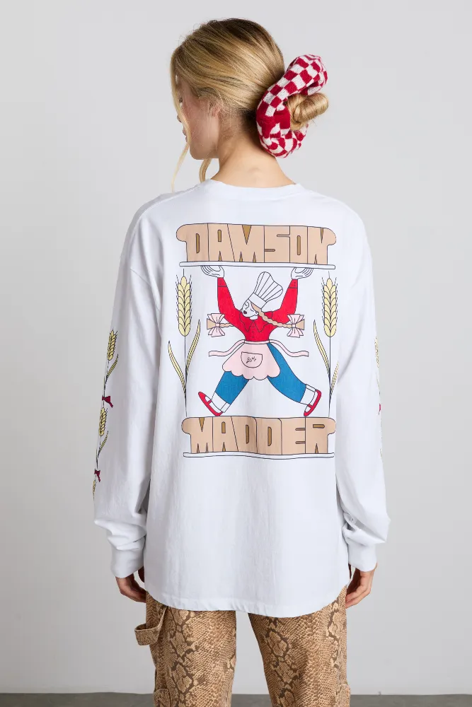 fresh bread long sleeve tee - white sold by Damson Madder