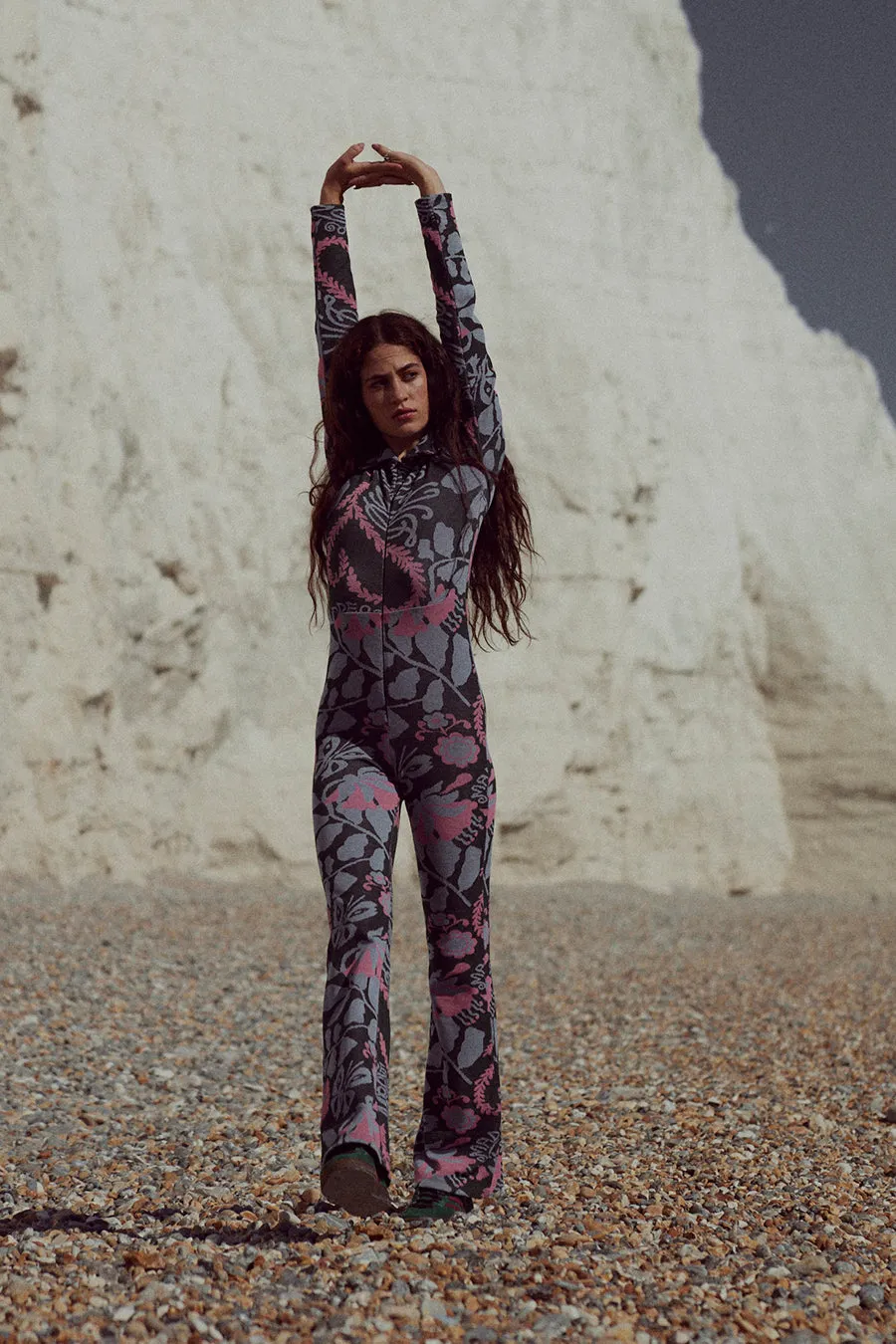 claudia floral jacquard rib jumpsuit sold by Damson Madder product image thumbnail 2