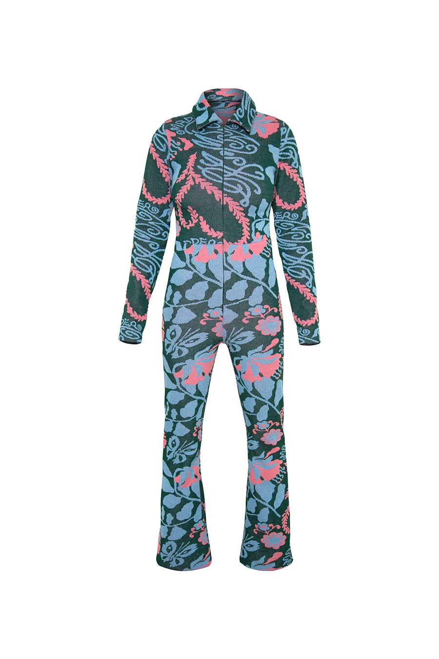 claudia floral jacquard rib jumpsuit sold by Damson Madder product image thumbnail 4