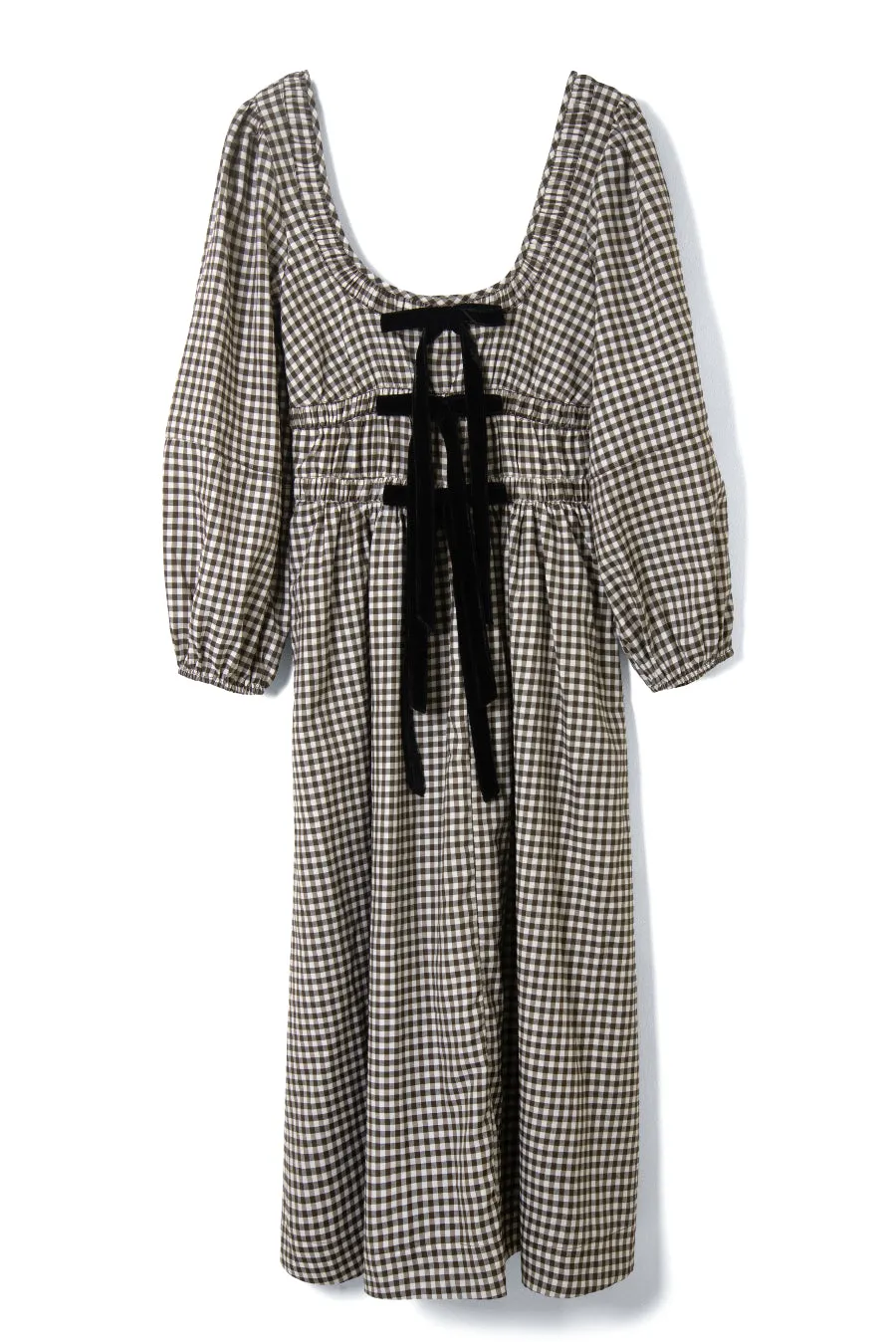 dakota bow midi dress - chocolate check sold by Damson Madder product image thumbnail 4