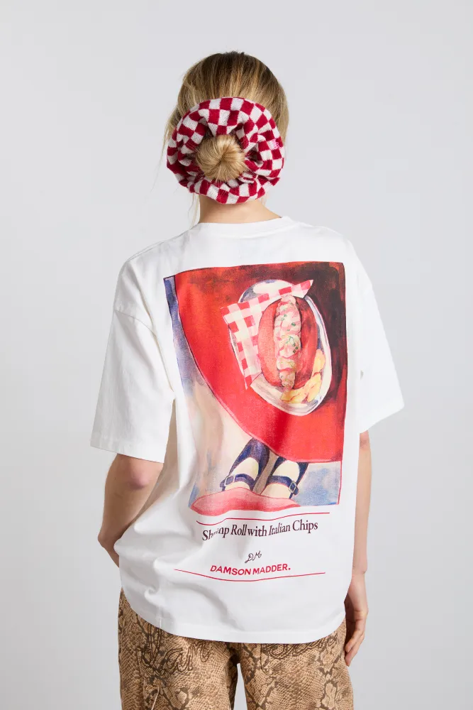 knitted scrunchie in red & ecru gingham sold by Damson Madder product image thumbnail 3