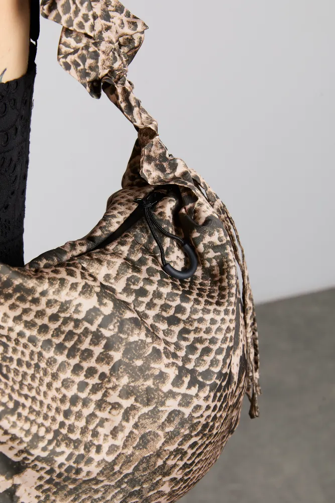 ruched kidney bag in snake print sold by Damson Madder product image thumbnail 4