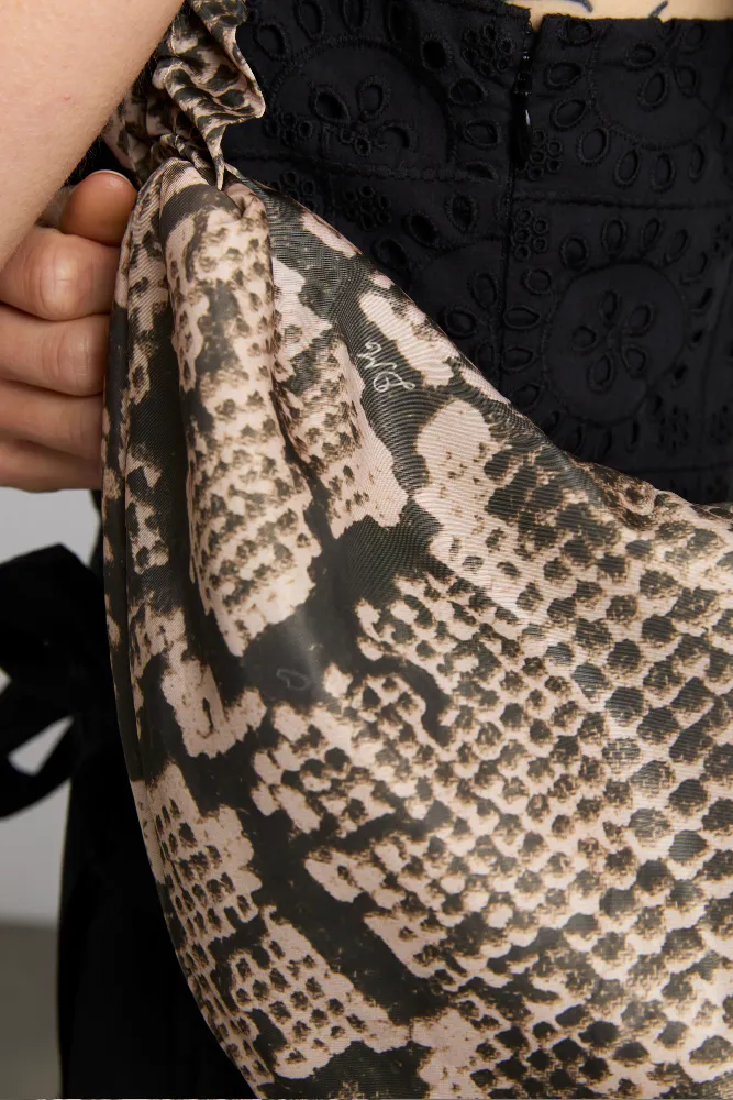 ruched kidney bag in snake print sold by Damson Madder product image thumbnail 5