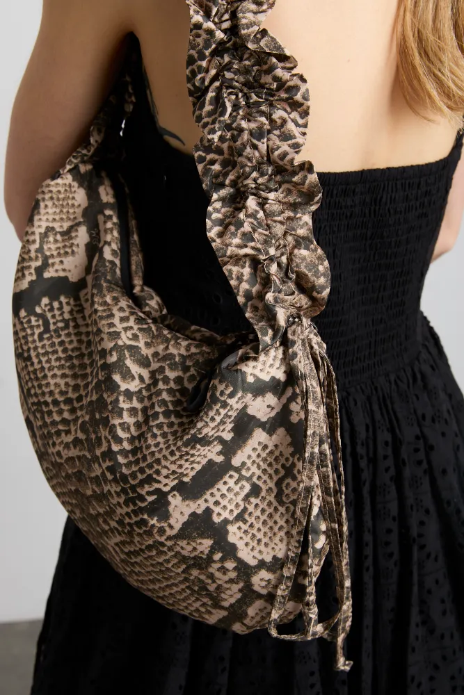 ruched kidney bag in snake print sold by Damson Madder product image thumbnail 2
