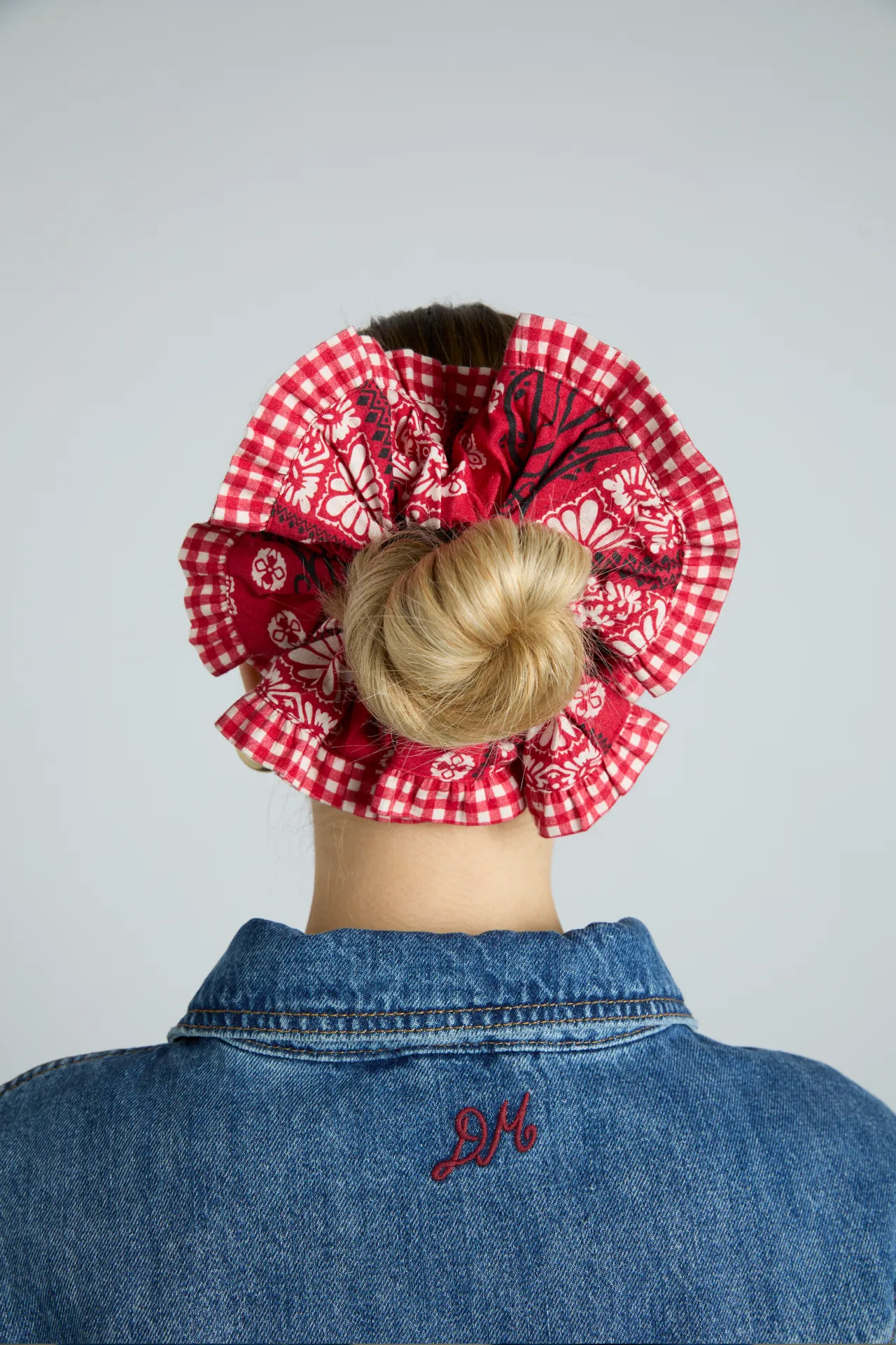 red bandana print scrunchie sold by Damson Madder