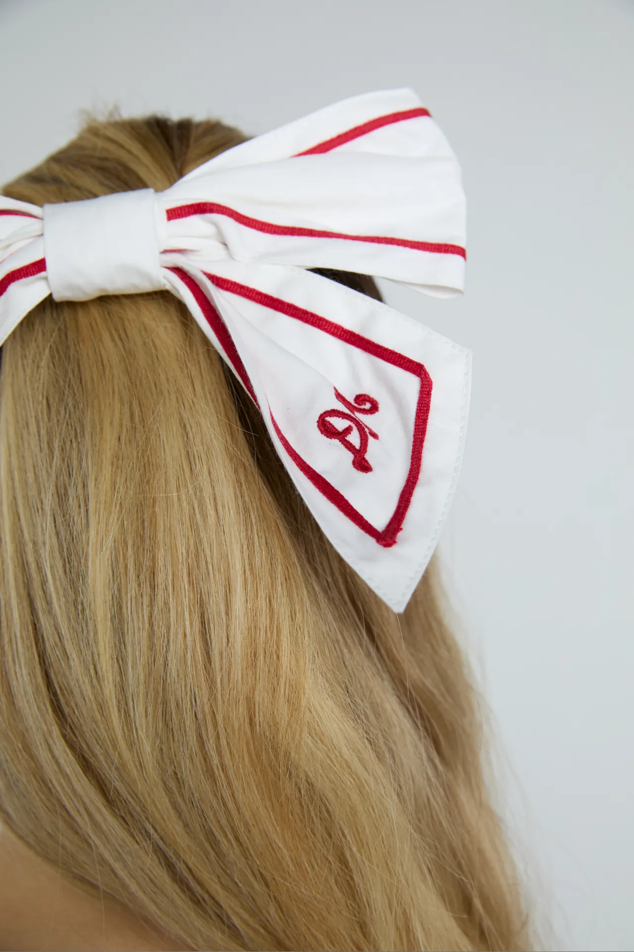 sailor bow clip - white with red piping sold by Damson Madder product image thumbnail 2