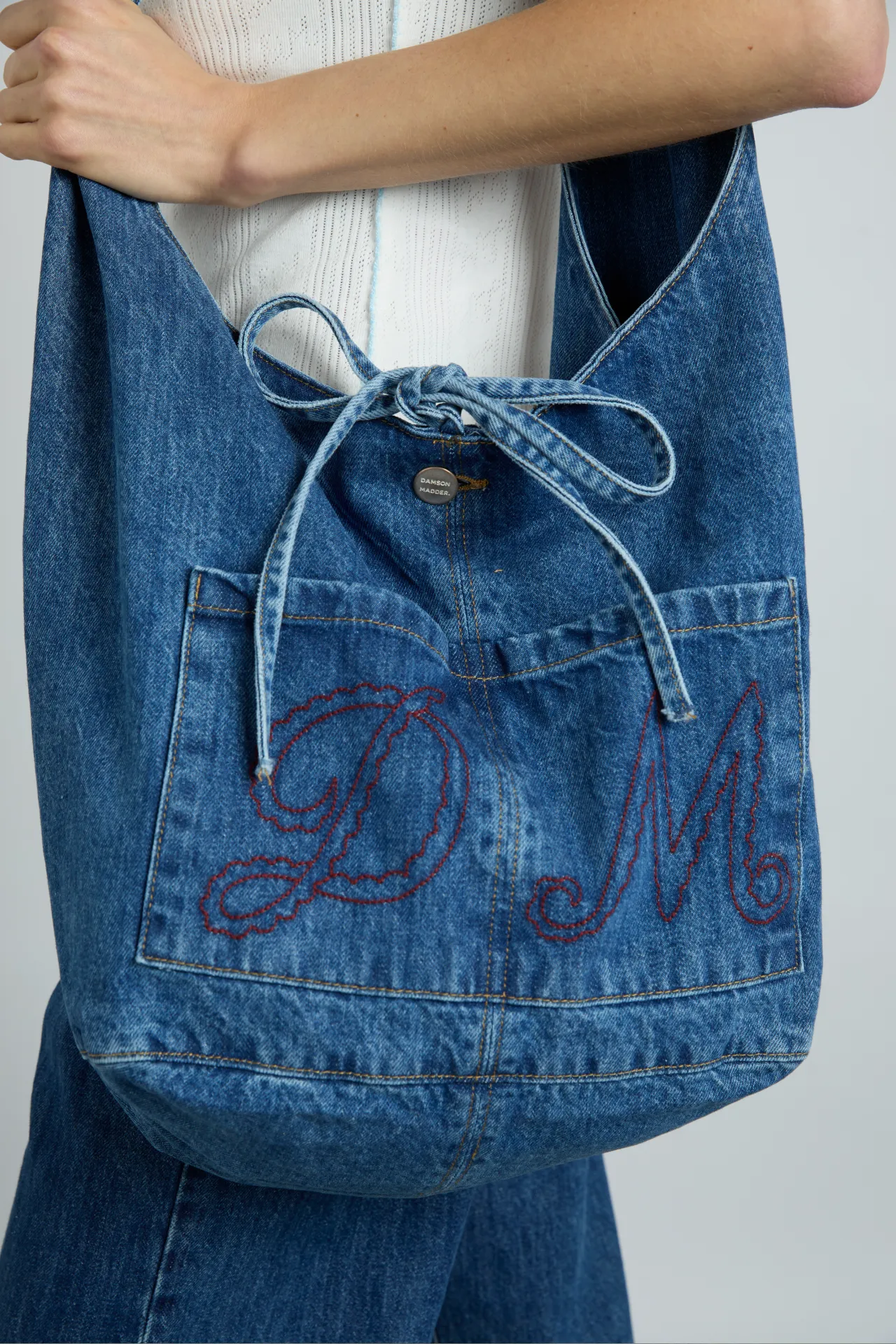 denim sling bag with pocket detail sold by Damson Madder product image thumbnail 2
