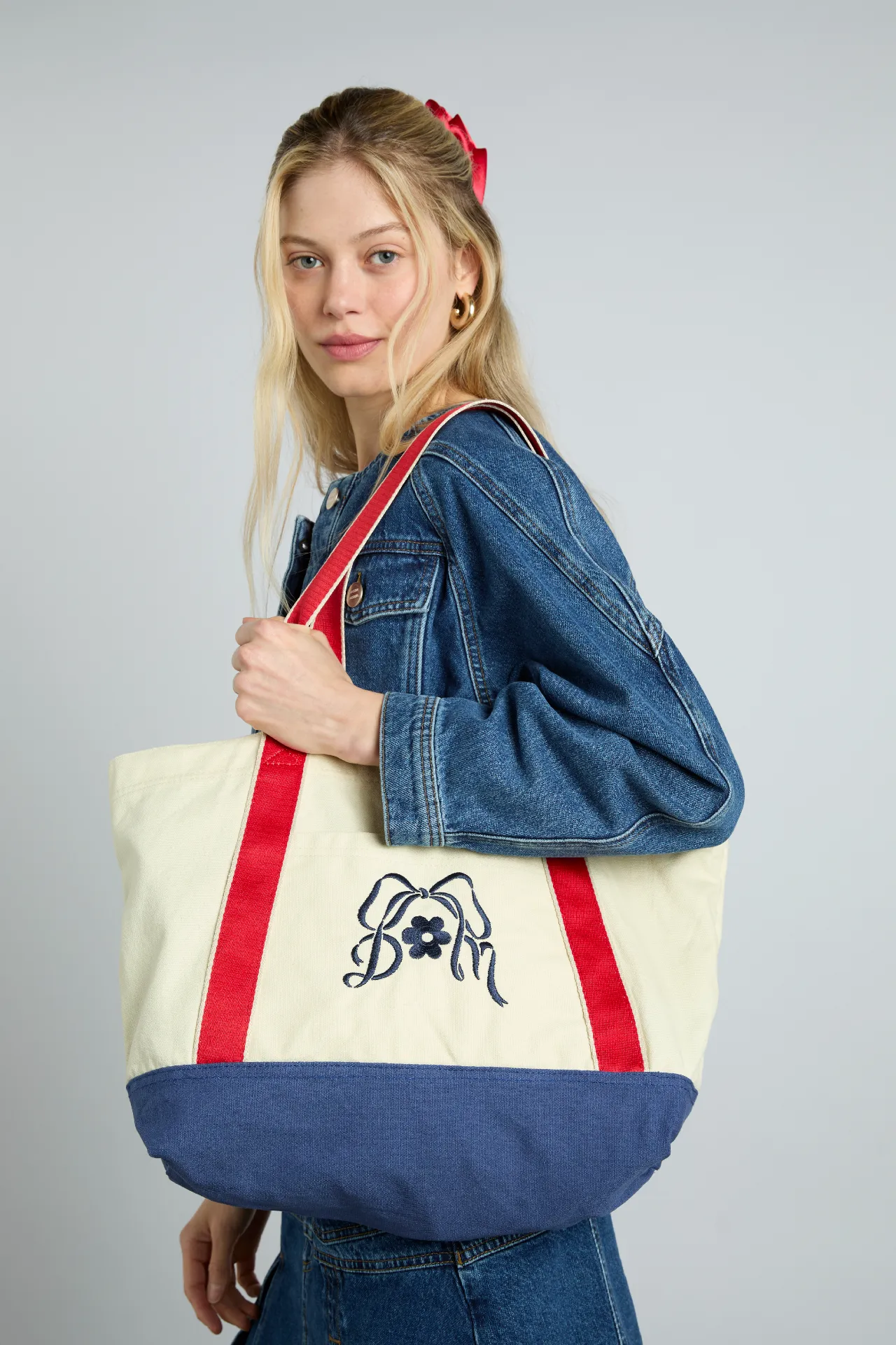 canvas tote bag with embroidery sold by Damson Madder