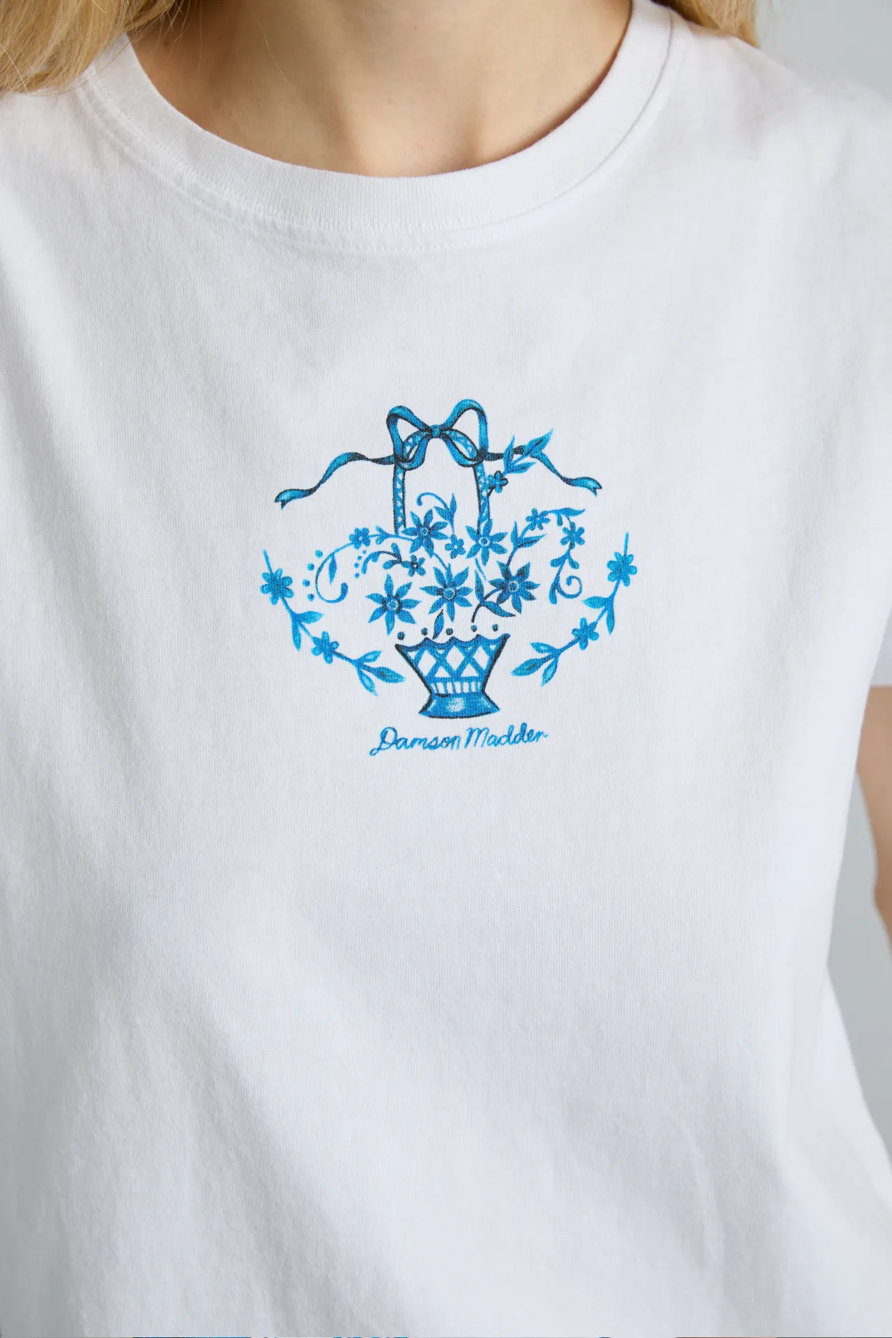flower basket shrunken tee- white sold by Damson Madder product image thumbnail 5