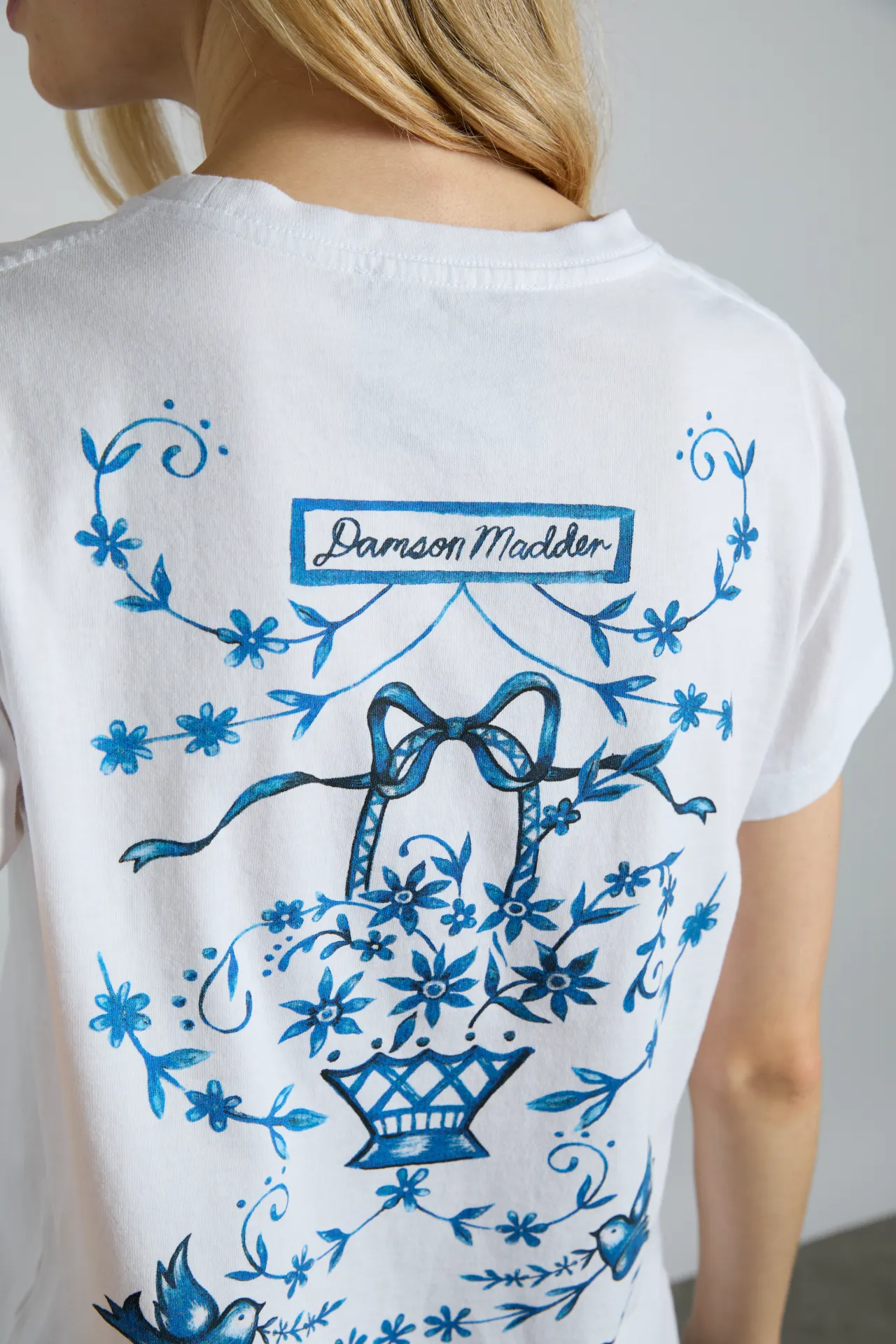 flower basket shrunken tee- white sold by Damson Madder product image thumbnail 4
