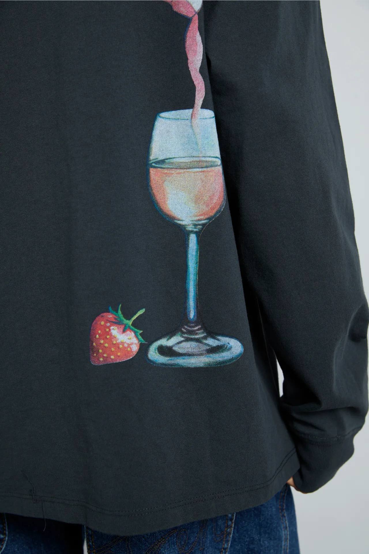 rose wine long sleeve tee- charcoal sold by Damson Madder product image thumbnail 5