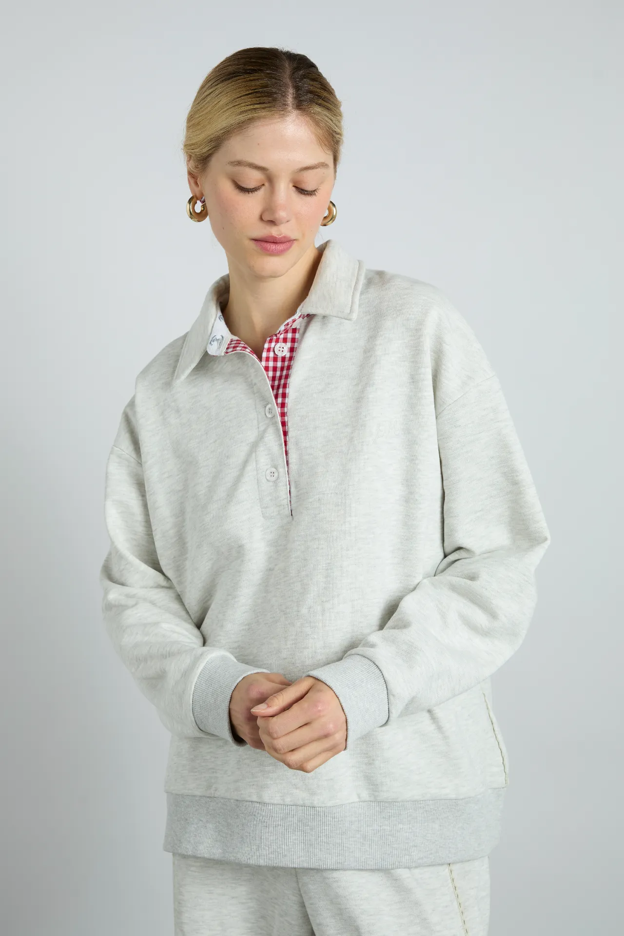 fifi rugby polo - ice grey marl sold by Damson Madder