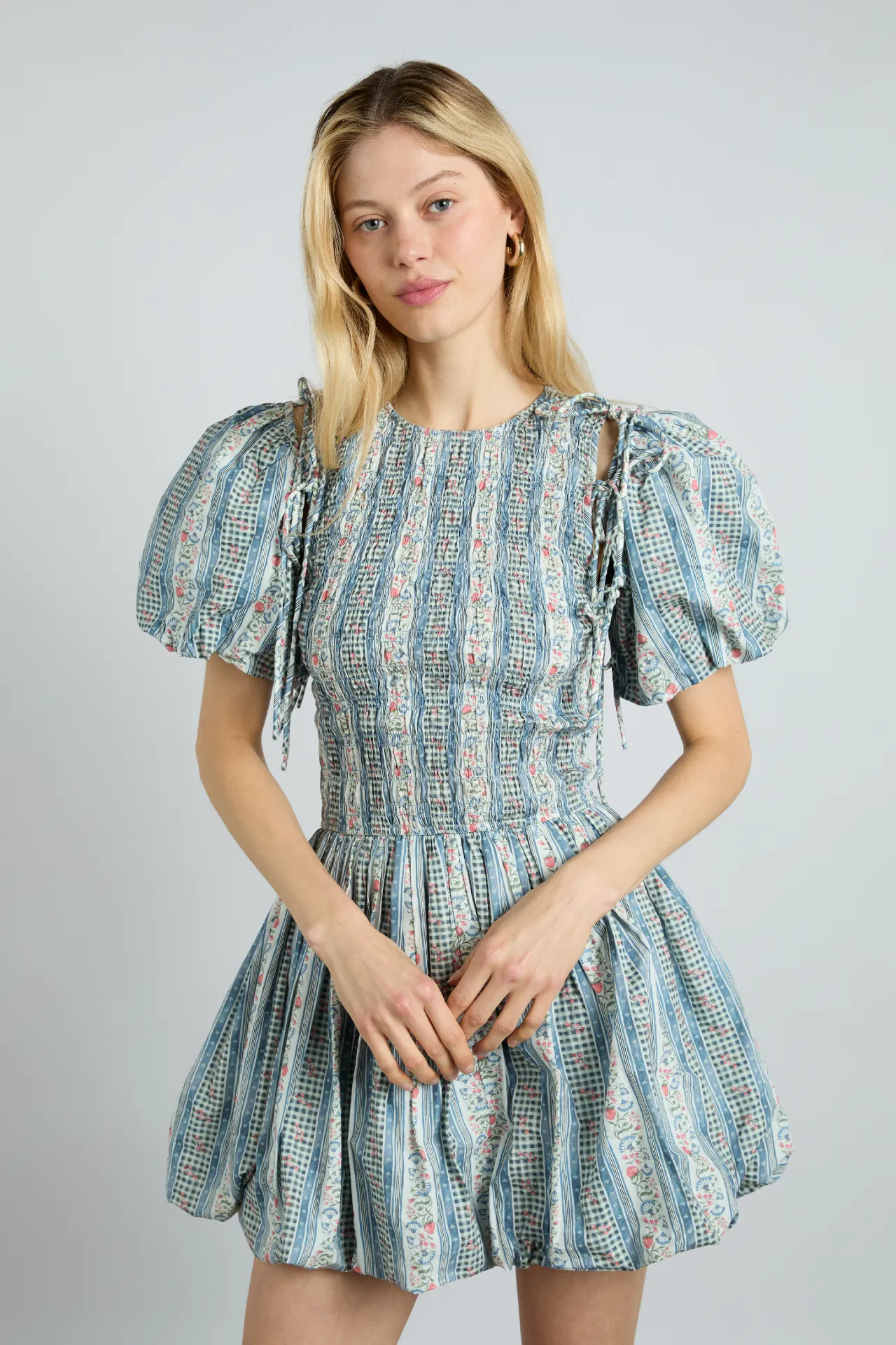 becca bubble mini dress - wallpaper floral sold by Damson Madder