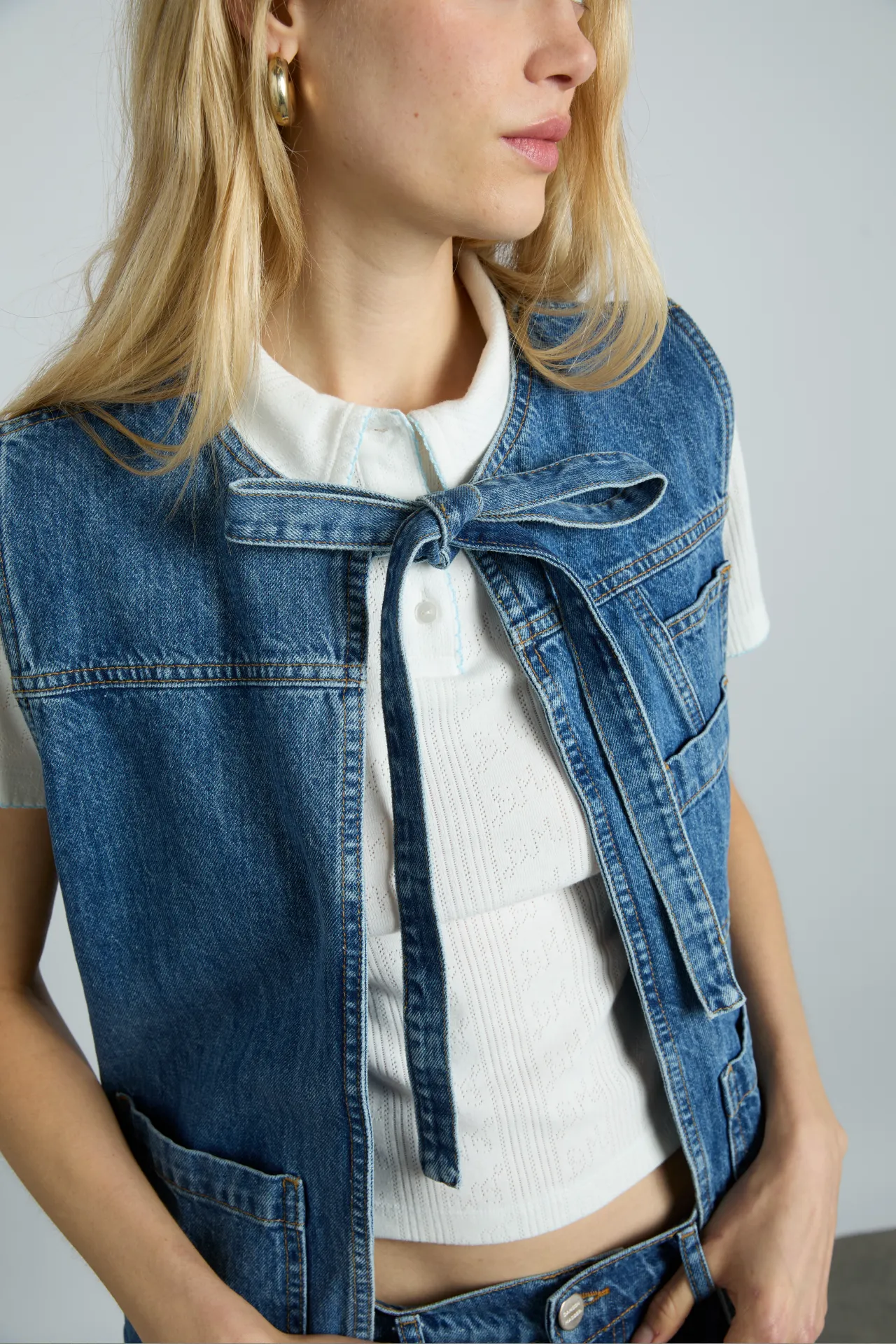 milly gilet - mid wash sold by Damson Madder product image thumbnail 5