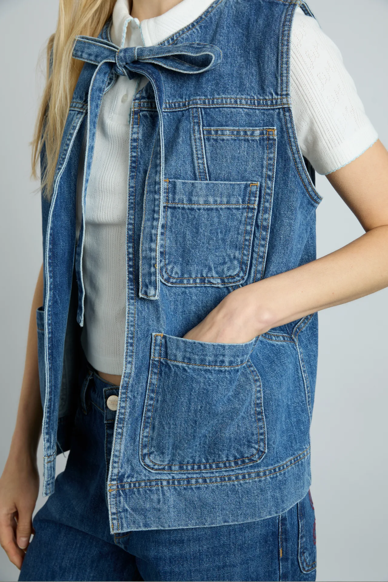 milly gilet - mid wash sold by Damson Madder product image thumbnail 2