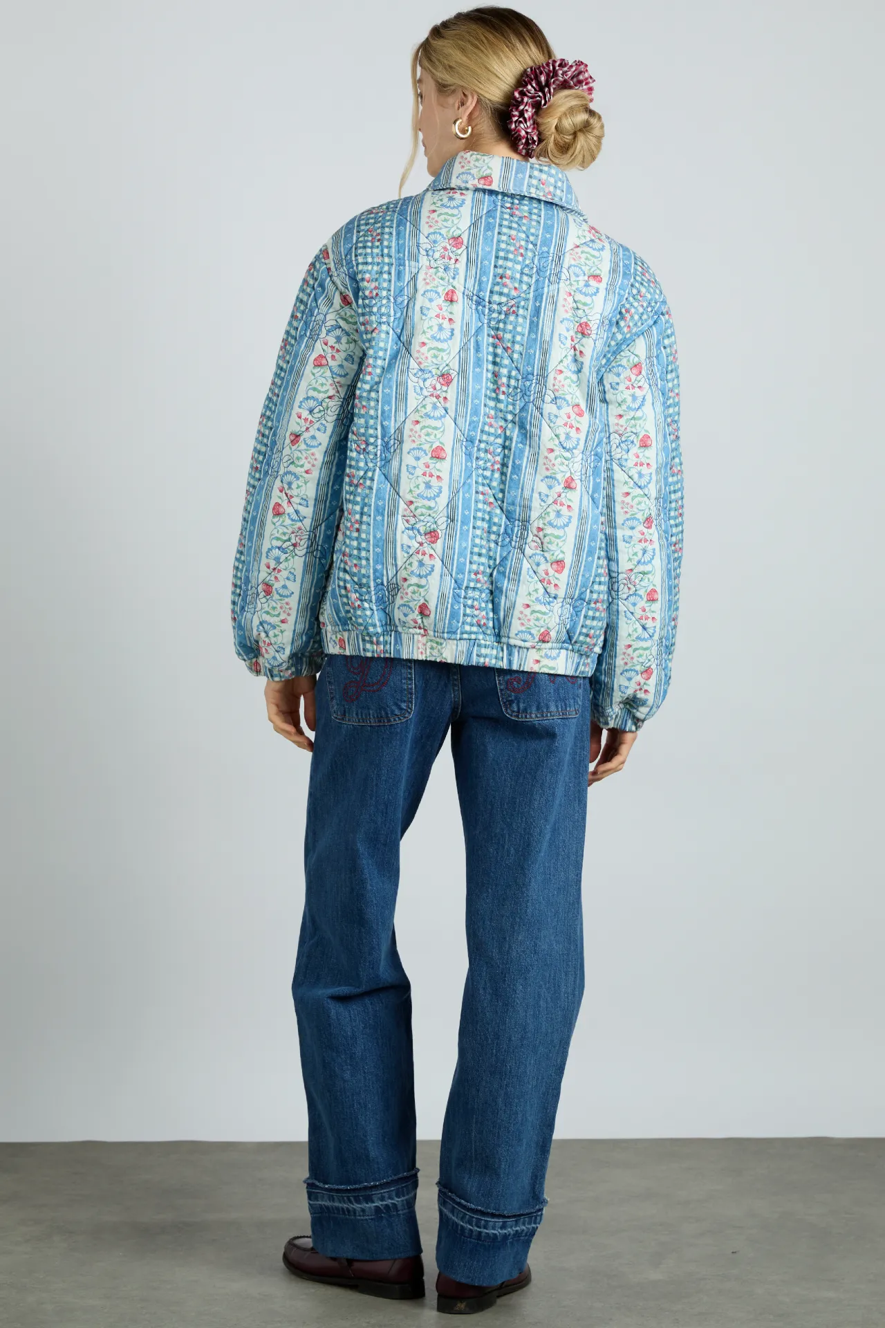 reversible claudia jacket- blue stripe & wallpaper floral sold by Damson Madder product image thumbnail 4