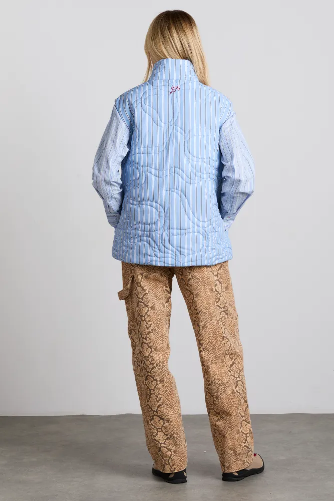 Celeste Quilted Gilet - Blue Stripe sold by Damson Madder product image thumbnail 5