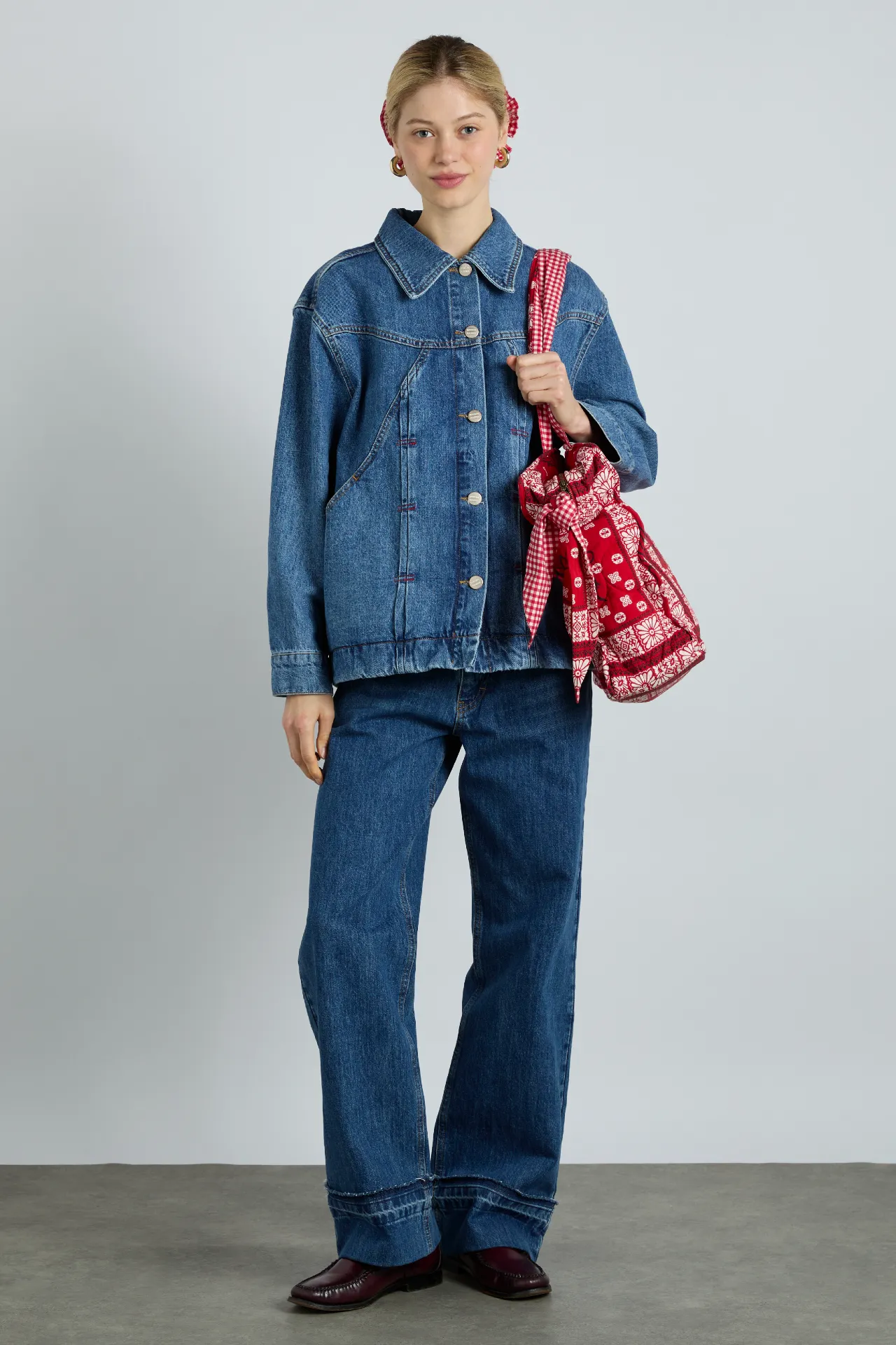 quilted tote bag in red bandana print sold by Damson Madder product image thumbnail 3