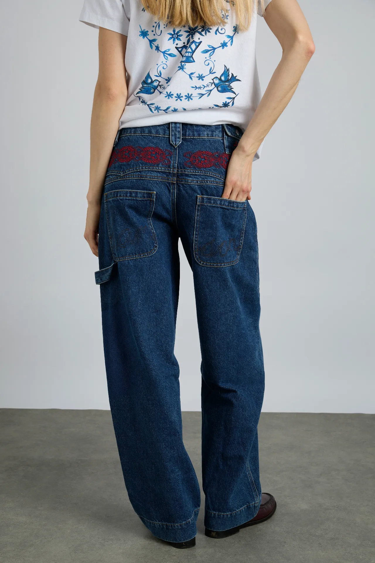 drew jeans - texas wash & embroidery sold by Damson Madder product image thumbnail 3
