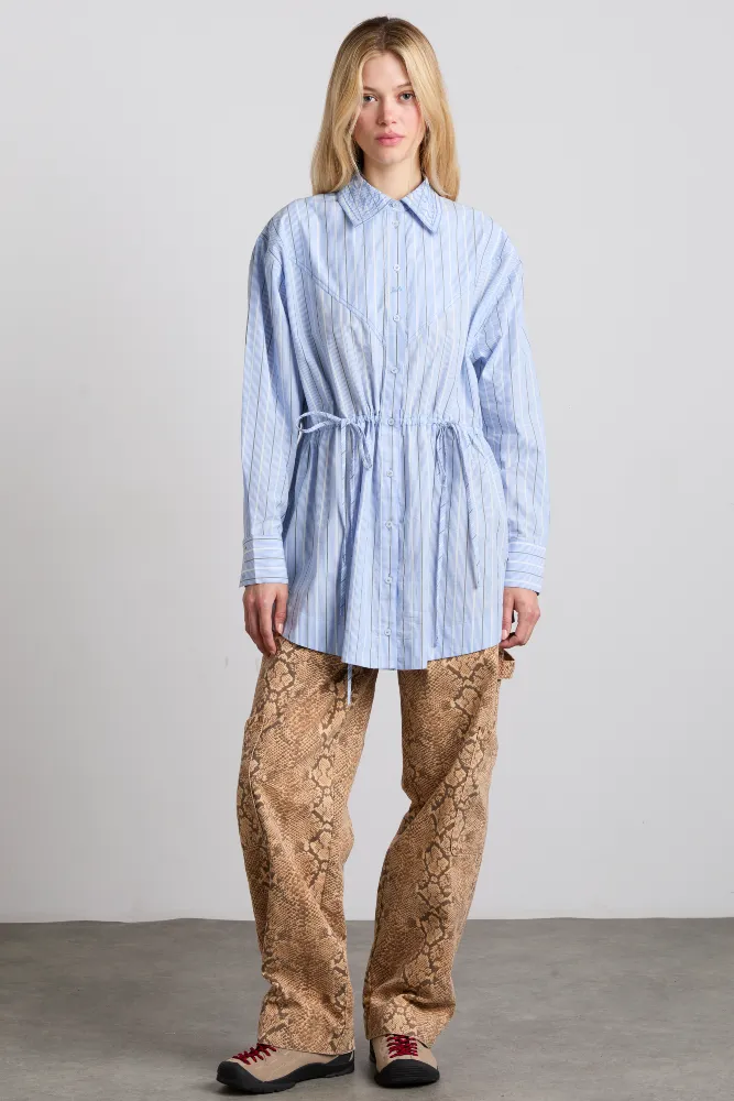 romy embroidered shirt - narrow business stripe sold by Damson Madder product image thumbnail 3