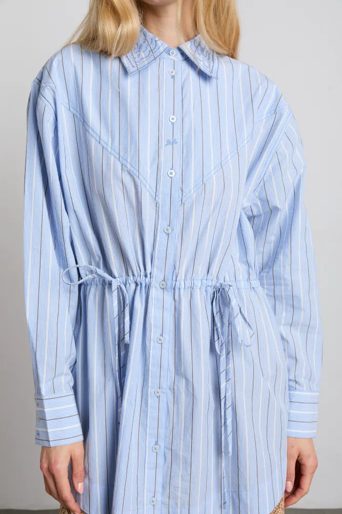 romy embroidered shirt - narrow business stripe sold by Damson Madder product image thumbnail 2