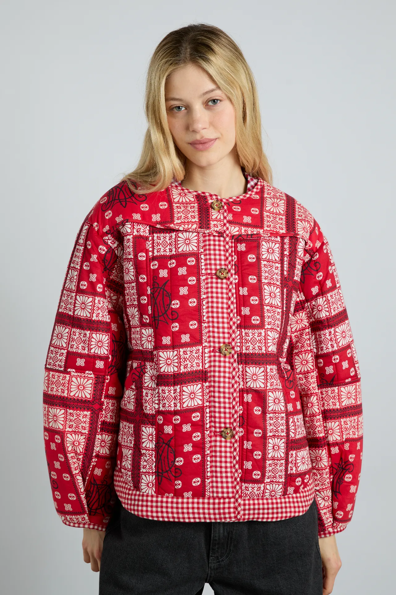 macy jacket - red bandana sold by Damson Madder
