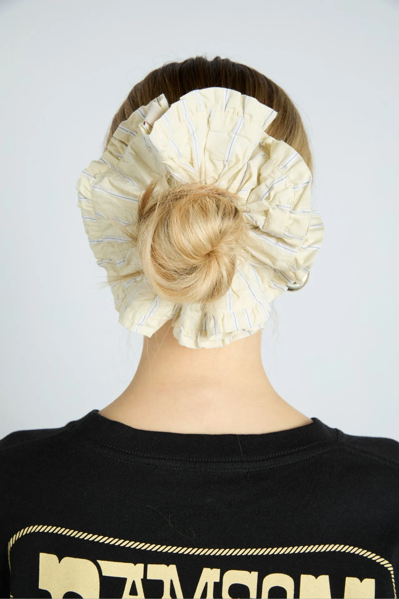 scrunchie in butter business stripe sold by Damson Madder product image thumbnail 3