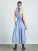 mia midi dress - bold blue stripe sold by Damson Madder