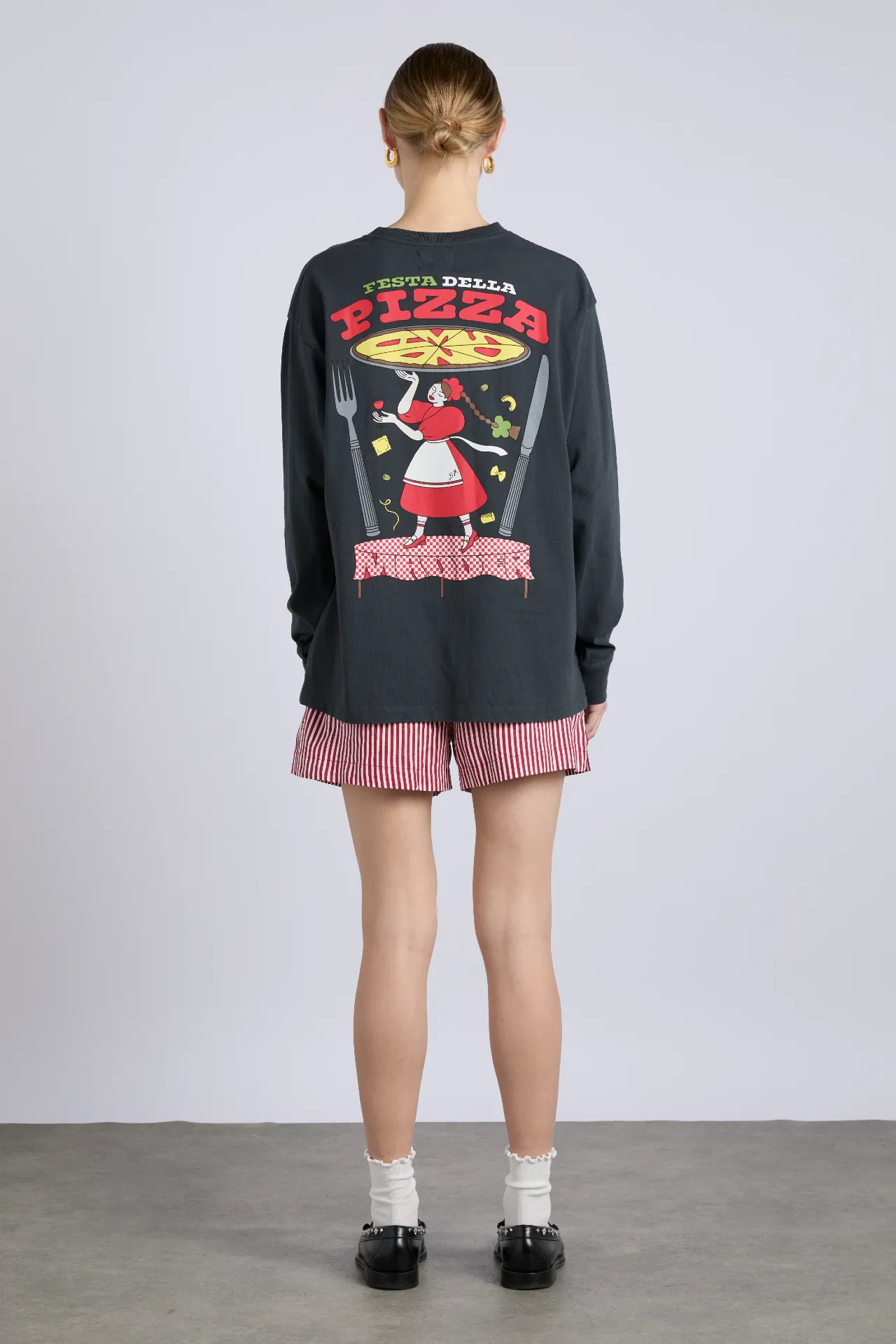 pizza party ls washed tee sold by Damson Madder product image thumbnail 2
