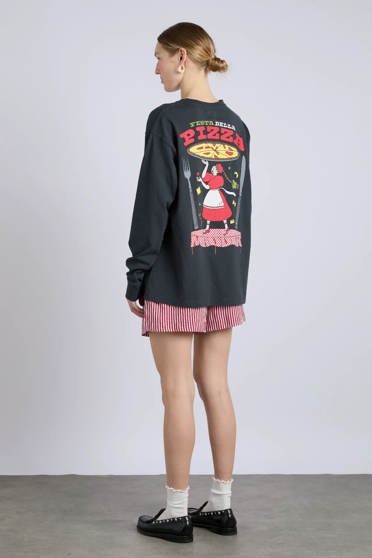 pizza party ls washed tee sold by Damson Madder product image thumbnail 4