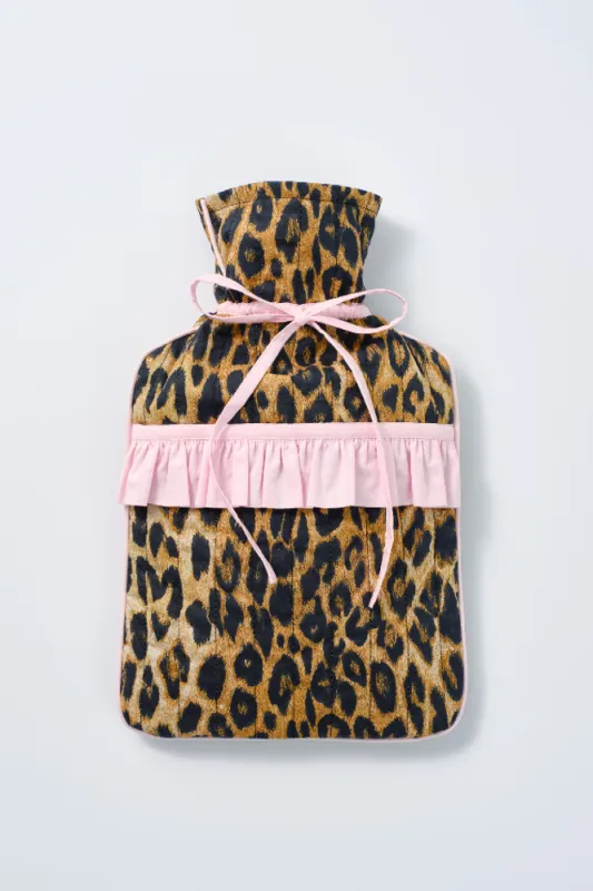 quilted hot water bottle cover - leopard print sold by Damson Madder