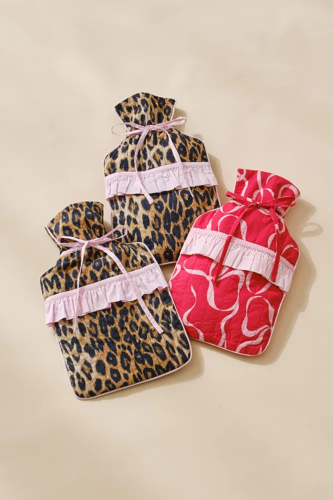 quilted hot water bottle cover - leopard print sold by Damson Madder product image thumbnail 2