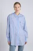 kendall shirt- bold blue stripe sold by Damson Madder
