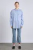 kendall shirt- bold blue stripe sold by Damson Madder