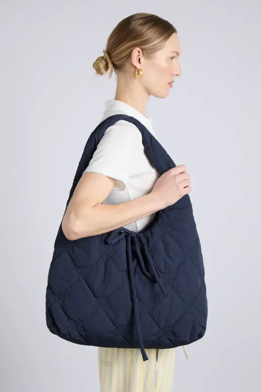 roisin quilted bag - navy sold by Damson Madder