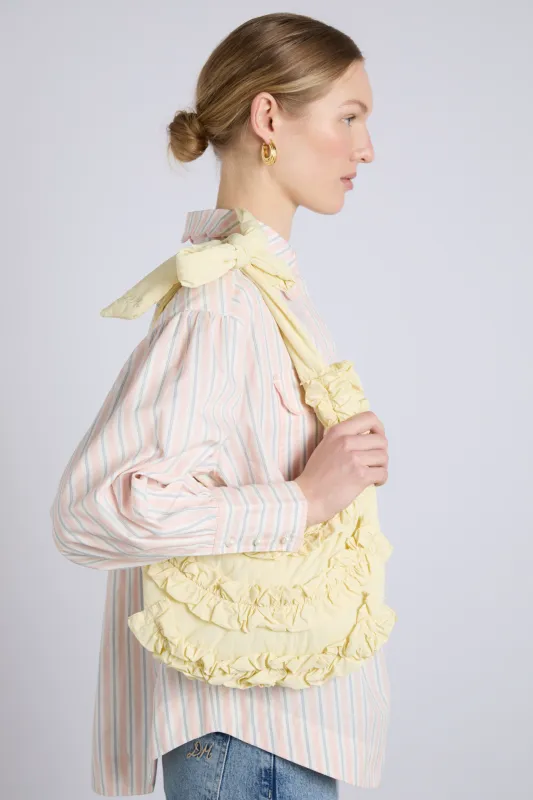 quinn slouchy bag in butter yellow made by Damson Madder